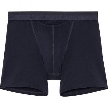 Boxer long homme bleu marine avec ouverture en coton et modal
