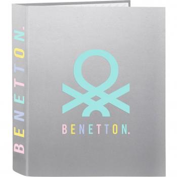 Carpeta de anillas Benetton Silver Plateado A4 27 x 33 x 6 cm