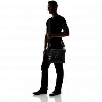 Picard Herren Messenger Bag in Schwarz, 7x26x32 cm, Lederüberschlag