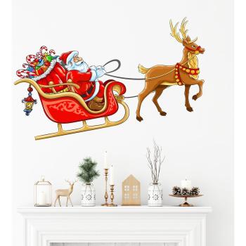 Sticker multicolore « Père Noël sur son traîneau » – 40 × 80 cm