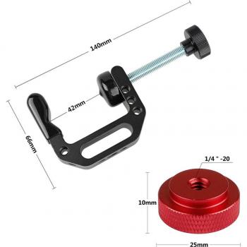 Clip Universal de Aluminio Tipo C – Soporte de Flash ¼‑⅜ para Cámara de Acción