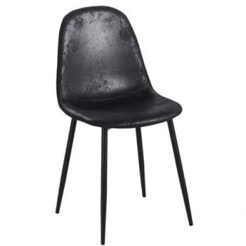 Silla black teok polipiel vintage