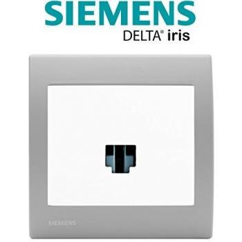 Prise Informatique RJ45 Blanc + Plaque Basic Argent Siemens