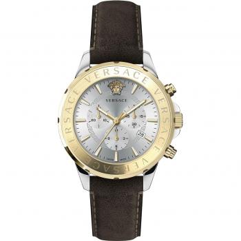 Versace, Armbanduhr, VEV601323 Signature, Gold, Silber, (Swiss Made, Chronograph, 44 mm)