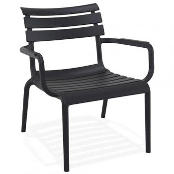 Chaise de jardin 'AROMA' noire avec accoudoirs
