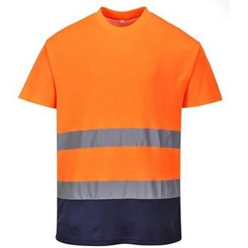 High Visibility Cotton Comfort Contrast Short Sleeve T-Shirt in Orange/Navy, XL