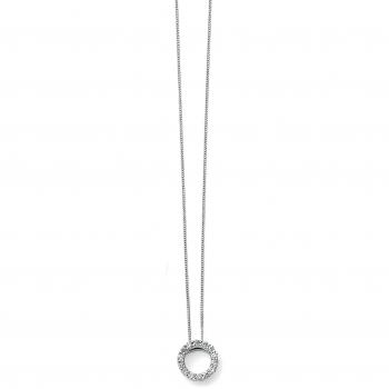 Women's Diamond Accented Circle Pendant in 9ct White Gold by Elements Gold, 46cm Necklace