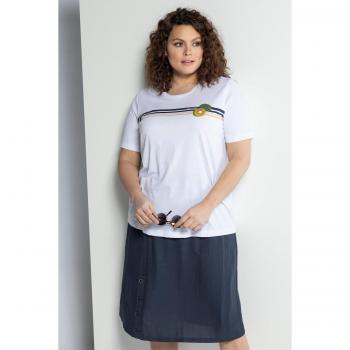 T-shirt a righe con kiwi per donna in cotone biologico taglia 52/54