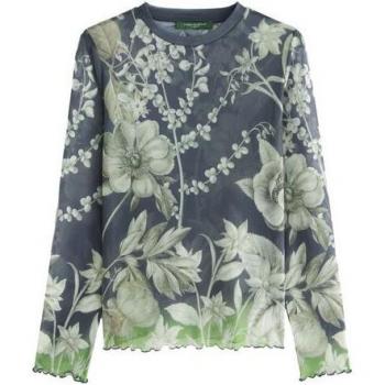 Top fleuri à manches longues Next Collection Marine