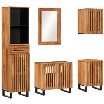 VidaXL 5 Piece Acacia Wood Bathroom Furniture Set