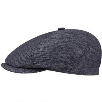Milner Seiden-Flatcap Herren – UV‑Schirmmütze, 100 % Seide, 62 cm – EU-Herstellung – Grau-Schwarz