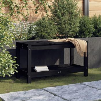 VidaXL Patio Bench Black 32.5x13.8x17.7 Solid Wood Pine