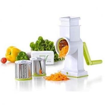 Dual-Action Vinsani White Drum Grater Bundle with 3 Spiral Spindles