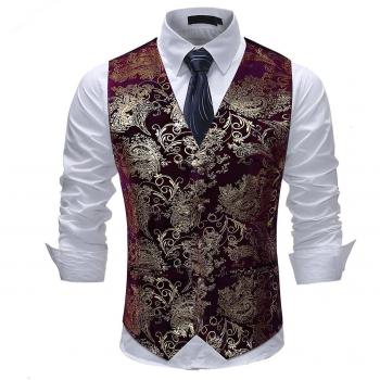 Traje de Suéter Casual Mensaje Cuello V Impreso con Detalles de Oro y Rojo Bronce Plata