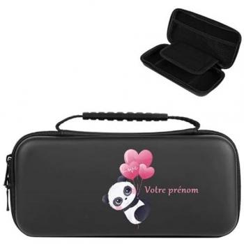 Housse noire Switch Lite + Verre personnalisable « Panda Balloon »