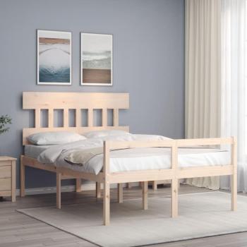 VidaXL 140x190 cm Wooden Bed Frame with Headboard