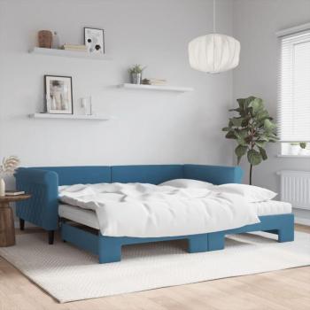 Sofá cama nido azul con colchón de terciopelo