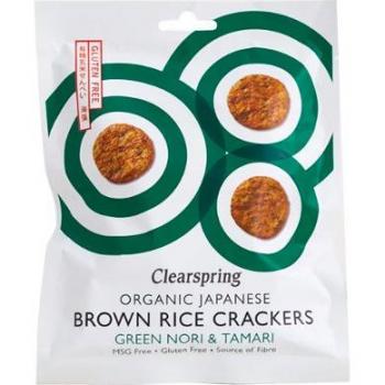 Crispies de arroz integral, nori verde y tamarillo Clearspring