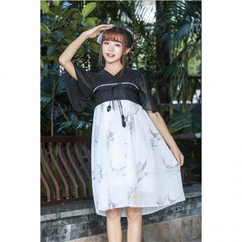 Vestido de verano estilo Hanfu para mujer con manga corta
