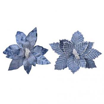 Fiore Blu in Poliestere Effetto Frozen Ø34x6cm