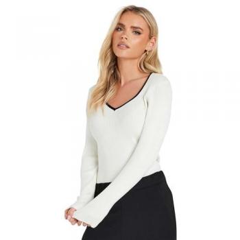 Slim Fit Ribbed Top in Ivory – PixieStyle