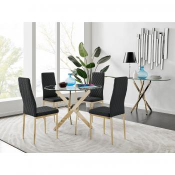 Elegant Novara 100cm Round Dining Table with 4 Milan Chairs
