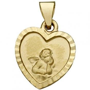 Basic Gold EN14 Kinder Anhänger Herz Schutzengel 14 Karat