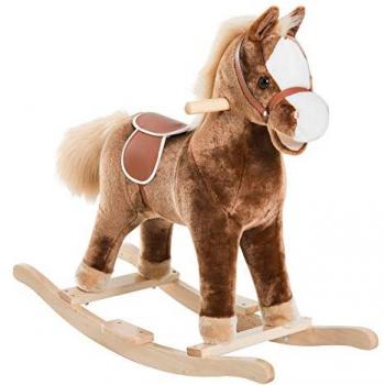 Cheval à bascule cowboy peluche douce bois peuplier brun blanc