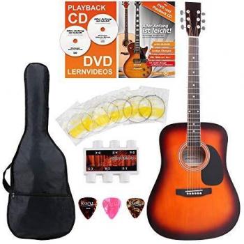 Guitare folk Classic Cantabile avec kit d'accessoires 5 pièces, sunburst