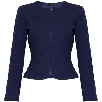 Emporio Armani Women's Matelassé Cotton Jacket in Blue | Size 48 | 6D2G7F2JYEZ0917