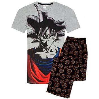 Grey Dragon Ball Z Men's Pyjama Set, Short Sleeve & Long Legs – Small Size