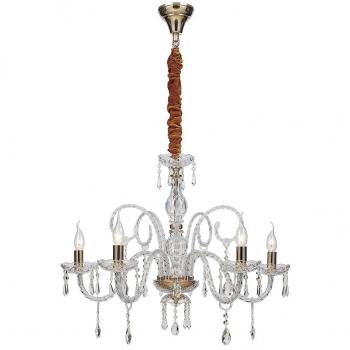 Chandelier Monalisa de 5 luces en cristal y oro, 70x70 cm
