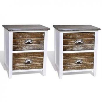 Tables de Chevet Marron et Blanc
