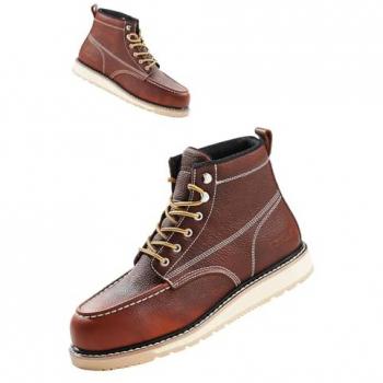 VEVOR Heavy Duty Steel Toe Work Boots – UK 7, Water‑Repellent Moc Toe, Non‑Slipping, Airy EVA Sole – Brown