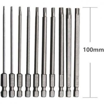 Set d'Embouts Torx Longs 75 mm – Acier Allié Chrome-Vanadium, 10 unités
