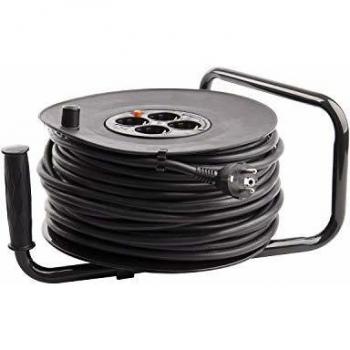 Enrouleur Sécurisé 40m 3x1.5mm avec Protection Surcharge Noir