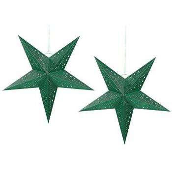 Set Decorativo di 2 Stelle LED Verde 60 cm