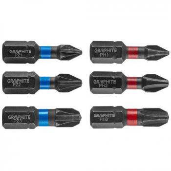 Inserti Graphite PH 1/2/3, PZ 1/2/3 x 25 mm, 6 Pezzi