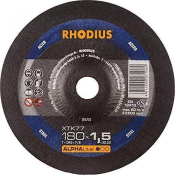 Meule d’usinage RHODIUS XTK77, épaisseur 1,5 mm, bord incurvé