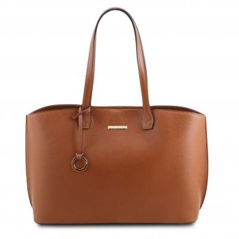 Borsa tote in pelle cognac