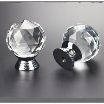 30mm Clear Glass Door Knobs with Zinc Alloy
