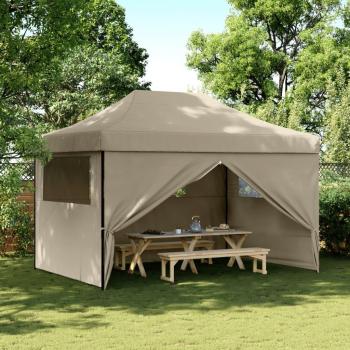 Taupe Foldable Party Tent with 4 Sidewalls
