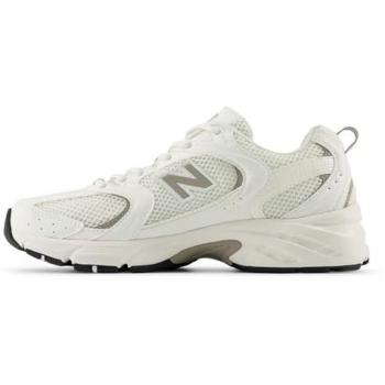 Tênis New Balance 530 Branco com Detalhes em Bege Claro e Verde