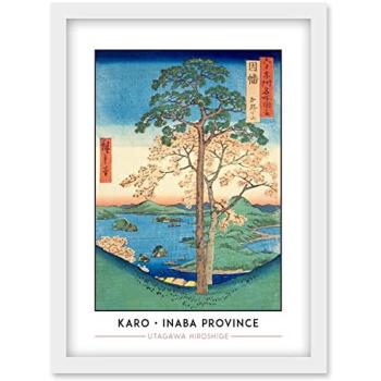Karo White Edition: Utagawa Hiroshige “Inaba Province” Classic Woodblock Framed A4 Print