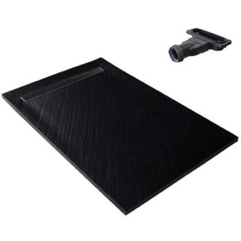 Receveur de douche en pierre naturelle graphite 120 x 90 cm avec natte étanche