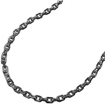 Silber 925 Kette – 2 mm Ankerkette, 8 diamantierte Rhodium‑Beschichtung, 40 cm