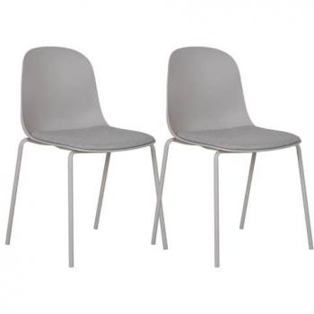 Chaise BREEZE Set – Coque en polyester, pieds métalliques gris, assise mousse + tissu