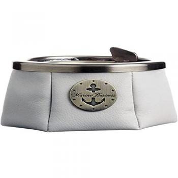 Cendrier en inox et cuir beige Marine Business
