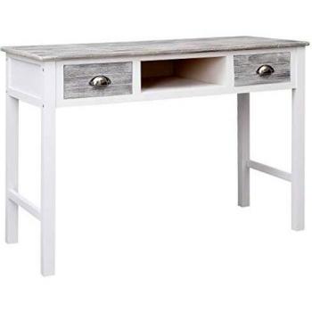 Vidaxl Modern Writing Desk in Grey Wood, Size: 110x45x76 cm