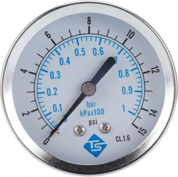 Indicador de presión 0‑15 psi con conexión NPT ¼″, montaje trasero, dial 62 mm (449C)
